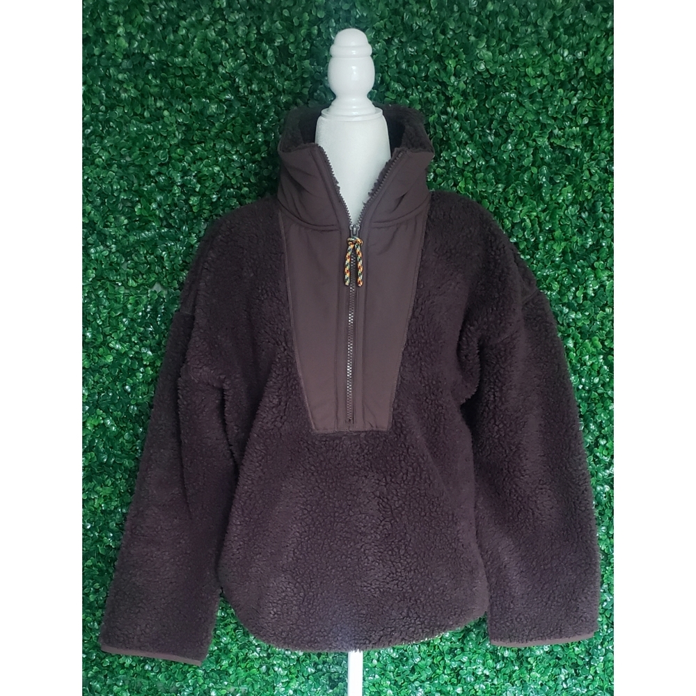 9. J.Crew Teddy sherpa half-zip sweatshirt - Picture 6 of 9